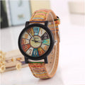 Vintage Leather-Strap Quartz Watch – Women's
