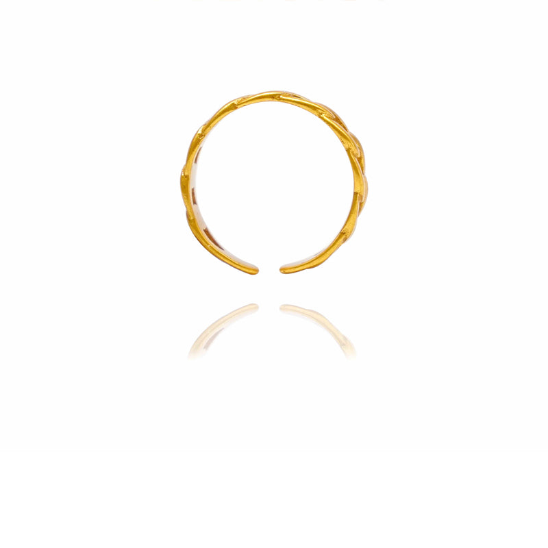 Twisted Chain Open Ring with Zircon – Gold-Tone