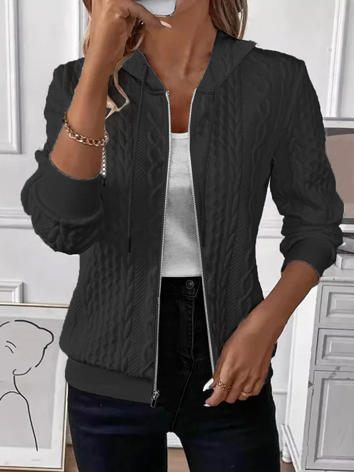 Soft Knit Zip-Up Hoodie Jacket – Women's
