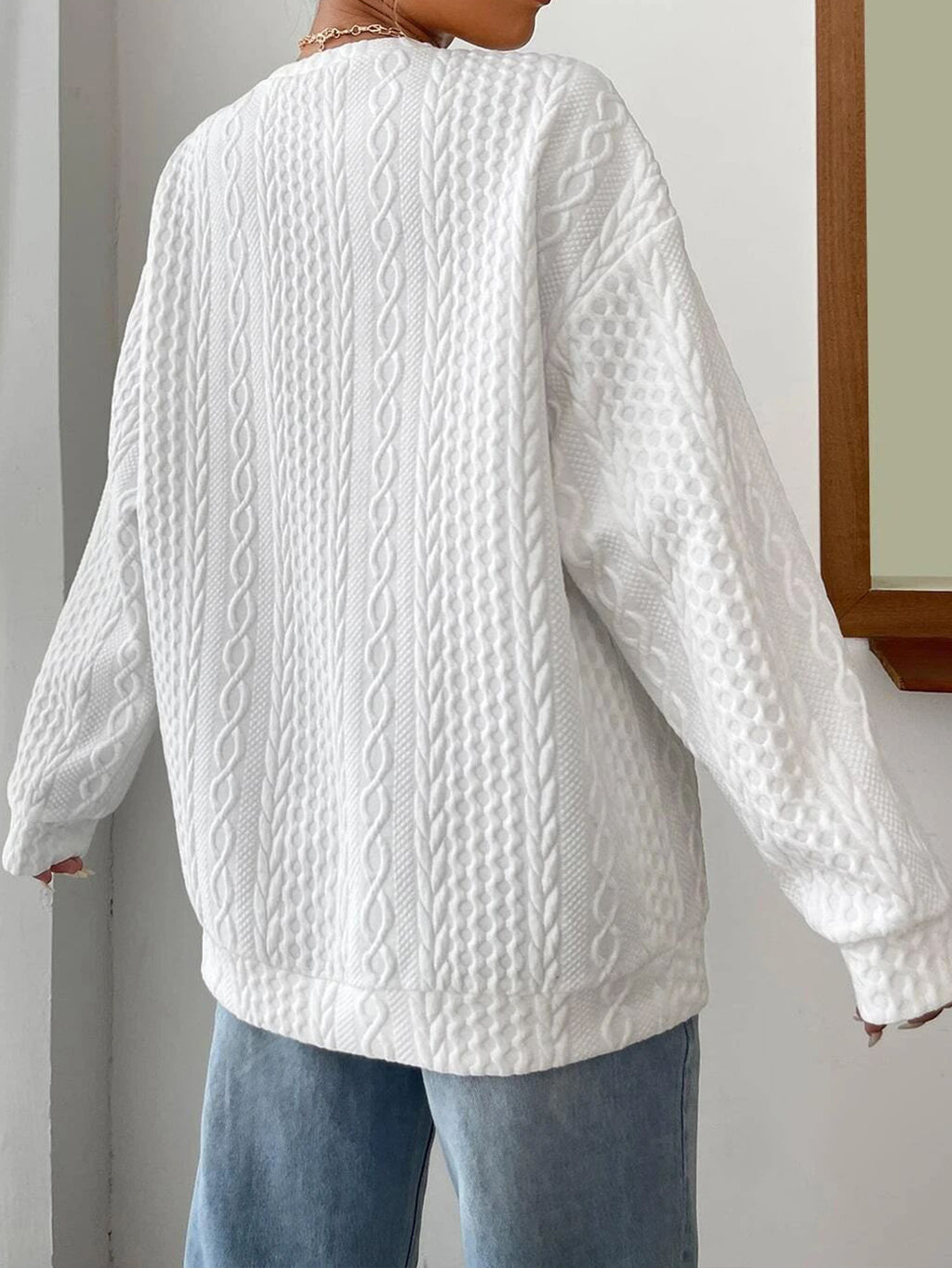 Oversized Jacquard Crewneck Sweatshirt – Women's