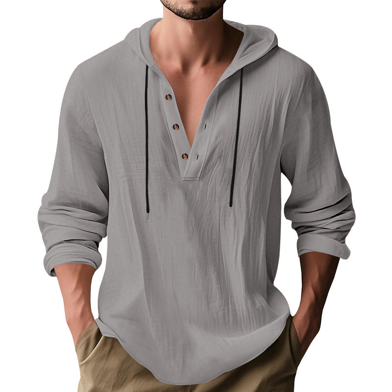 Men's Hooded Long-Sleeve Lightweight Pullover