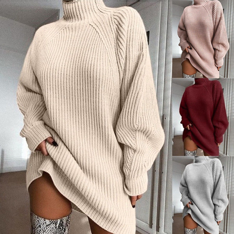 Turtleneck Long Sweater Dress – Women's