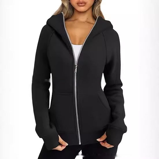 Fleece-Lined Cropped Zip Hoodie – Women's