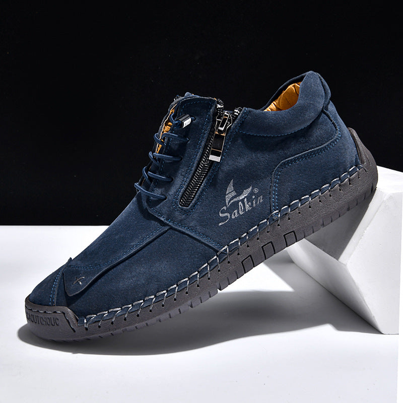 Hand-Stitched Soft-Sole Side-Zip Shoes – Unisex