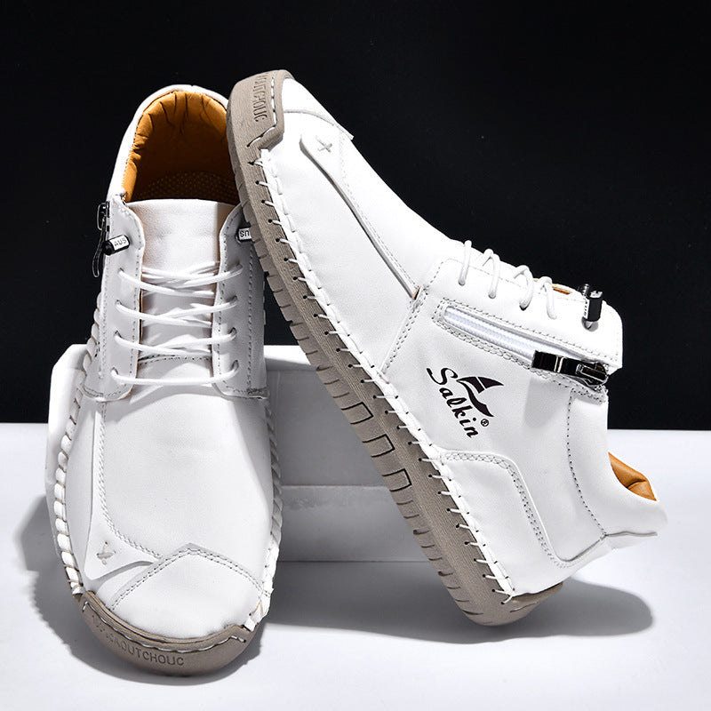 Hand-Stitched Soft-Sole Side-Zip Shoes – Unisex