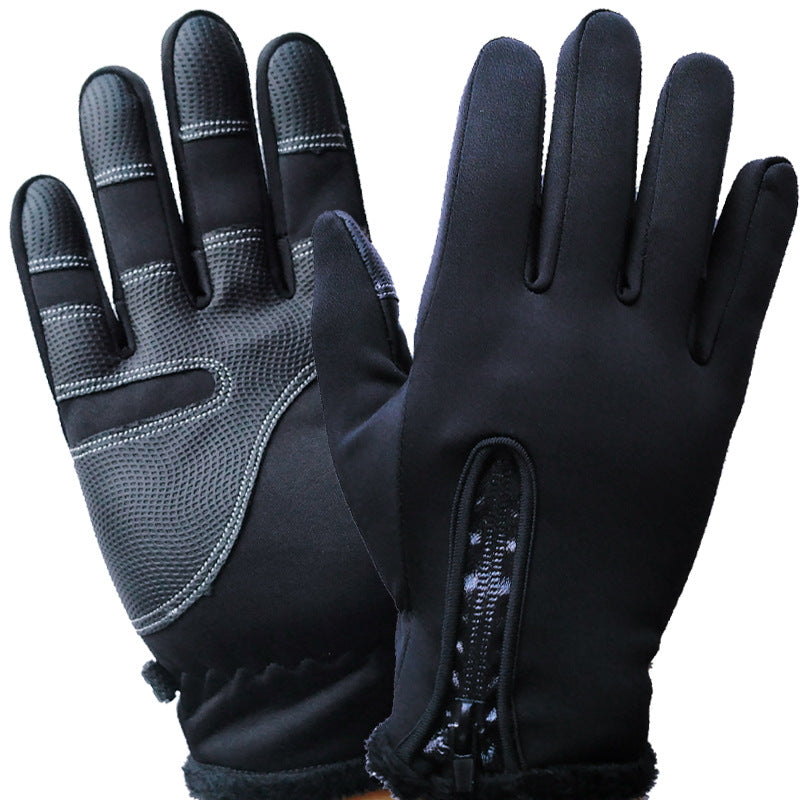 Touchscreen Full-Finger Winter Gloves with Zip Cuff