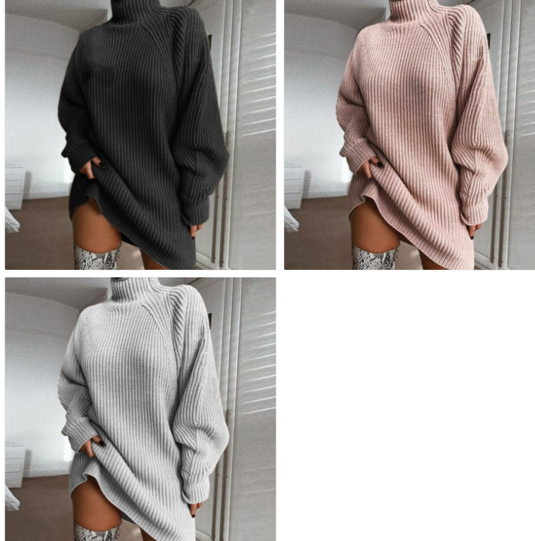 Turtleneck Long Sweater Dress – Women's