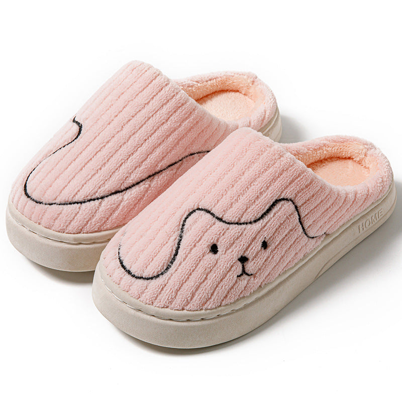Striped Cat Plush Slippers – Non-Slip, Unisex