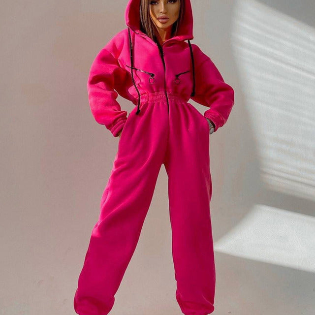 Stand-Collar Zip Jacket & Drawstring Pants Set – Women's