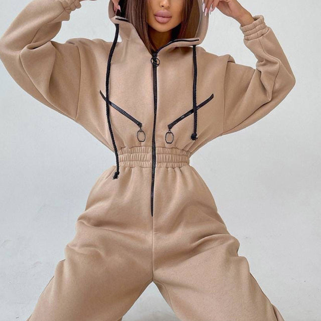 Stand-Collar Zip Jacket & Drawstring Pants Set – Women's