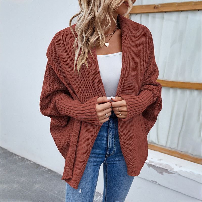Batwing-Sleeve Lapel Knit Cardigan – Women's