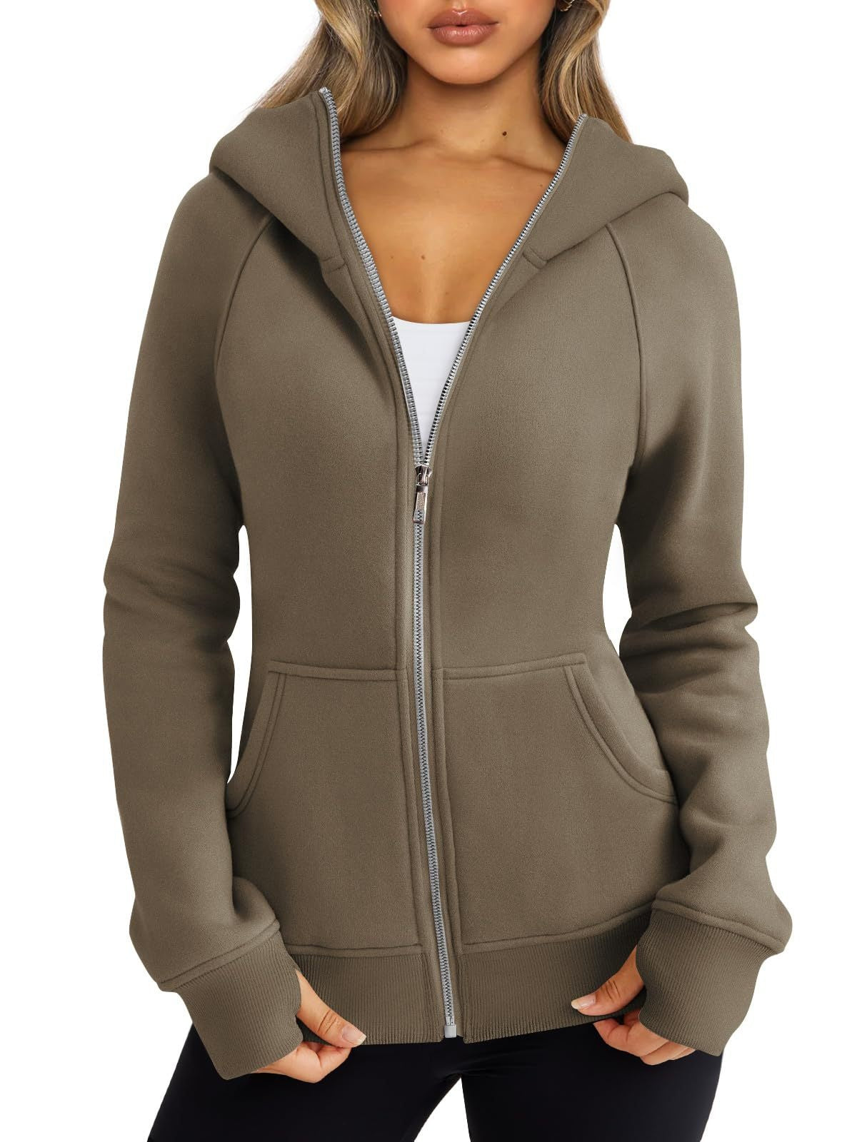 Fleece-Lined Cropped Zip Hoodie – Women's