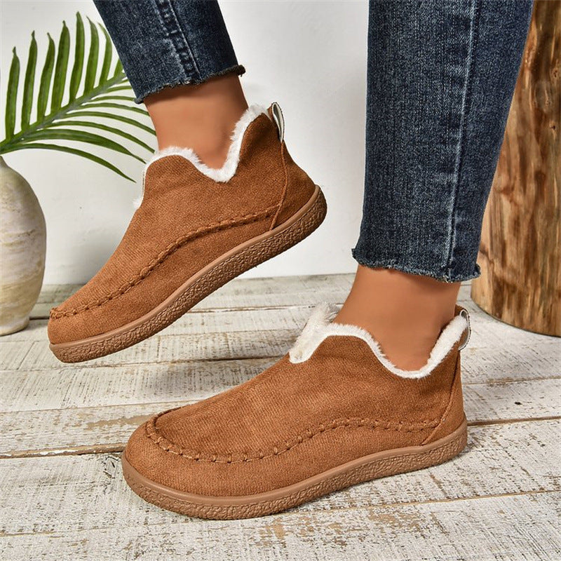 V-Cut Plush-Lined Ankle Snow Boots – Women's