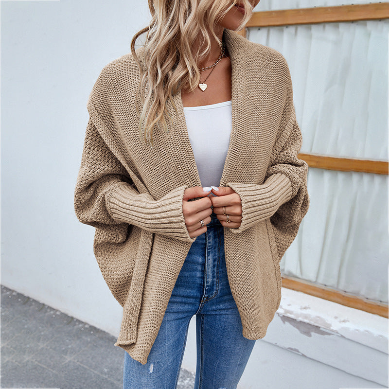 Batwing-Sleeve Lapel Knit Cardigan – Women's