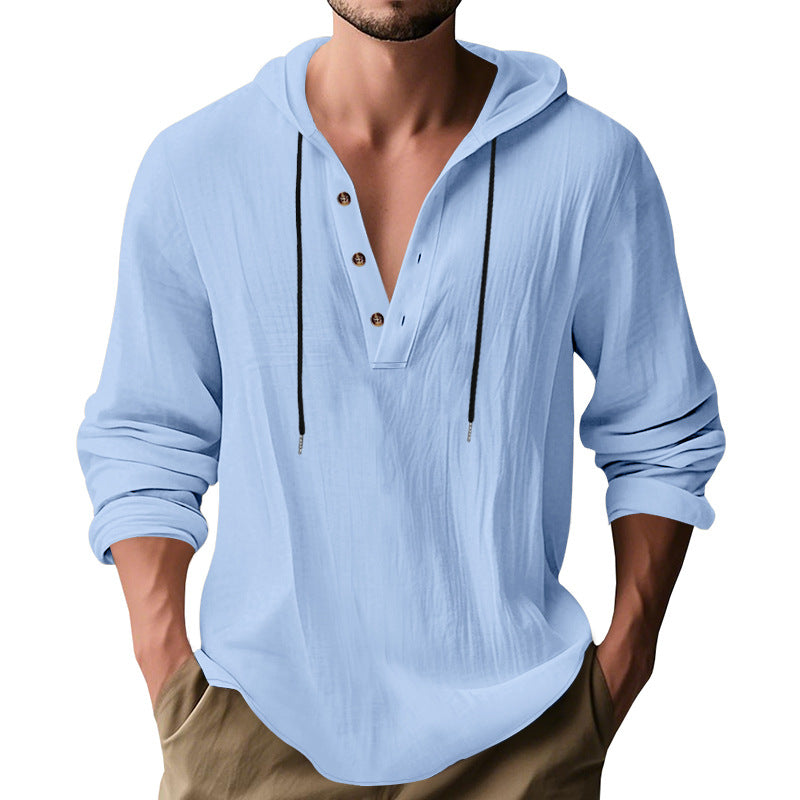 Men's Hooded Long-Sleeve Lightweight Pullover
