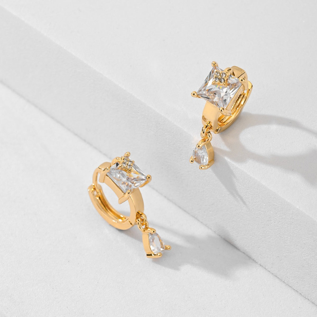 Water-Drop Stud Earrings – Gold-Tone