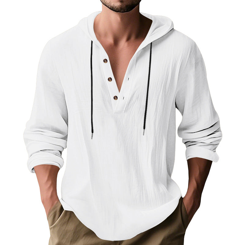 Men's Hooded Long-Sleeve Lightweight Pullover