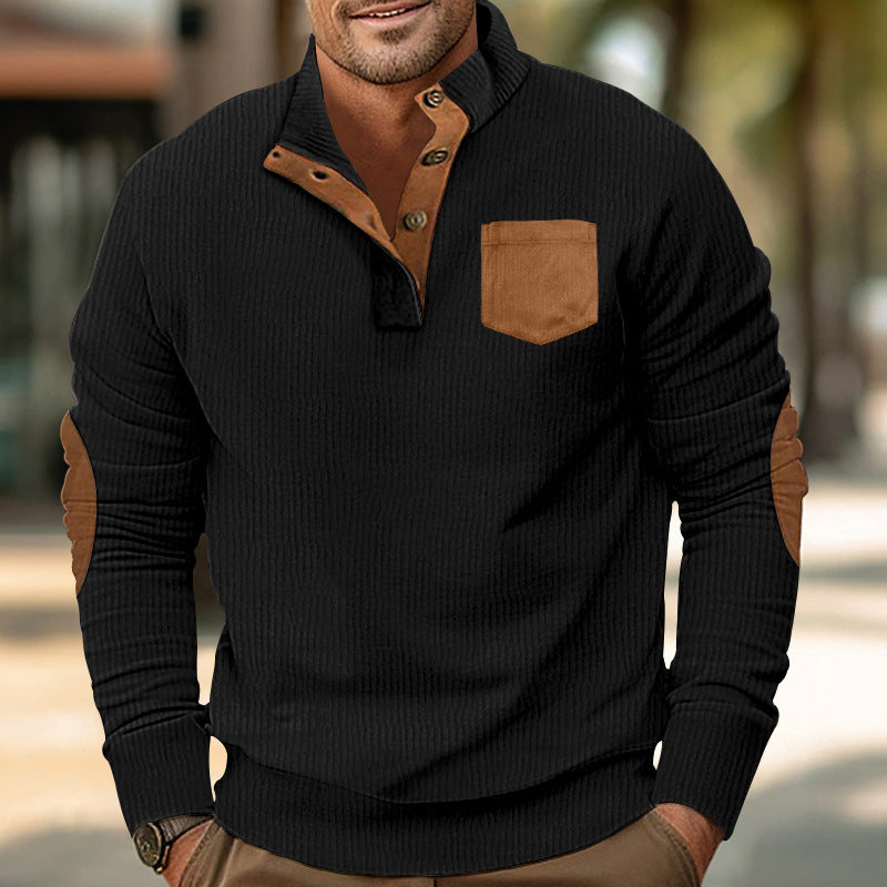 Men's Corduroy Stand-Collar Patch Pocket Jacket