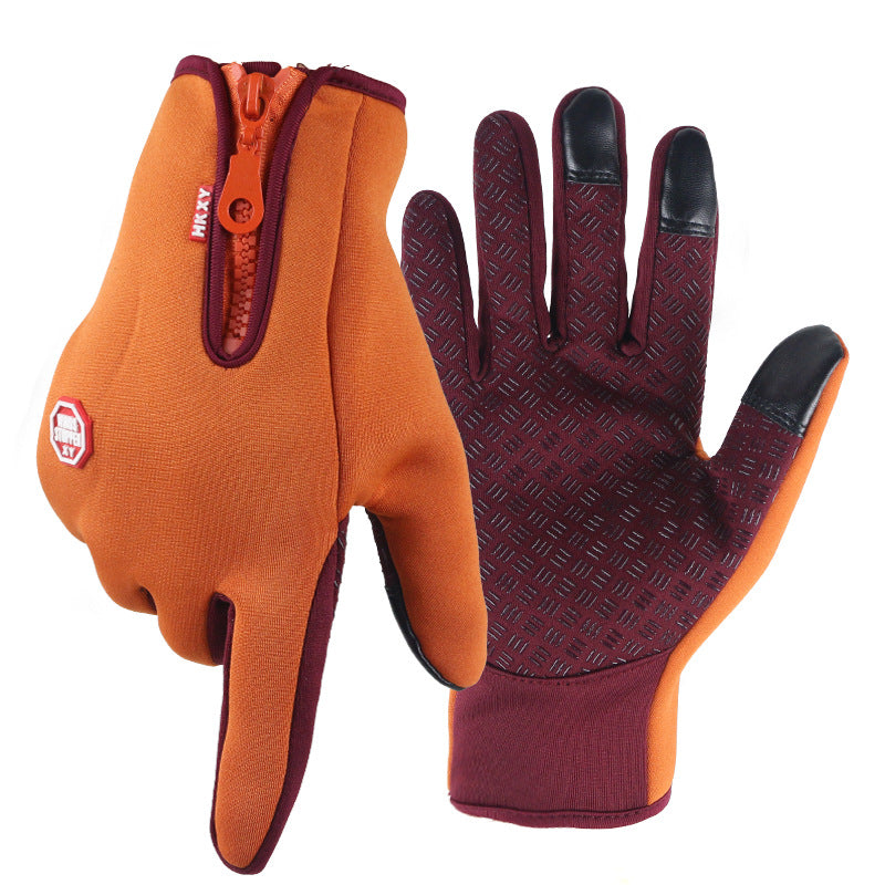 Touchscreen Full-Finger Winter Gloves with Zip Cuff