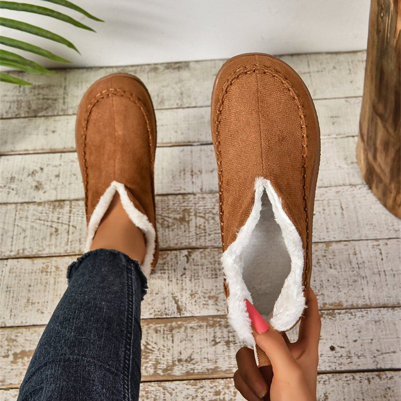 V-Cut Plush-Lined Ankle Snow Boots – Women's