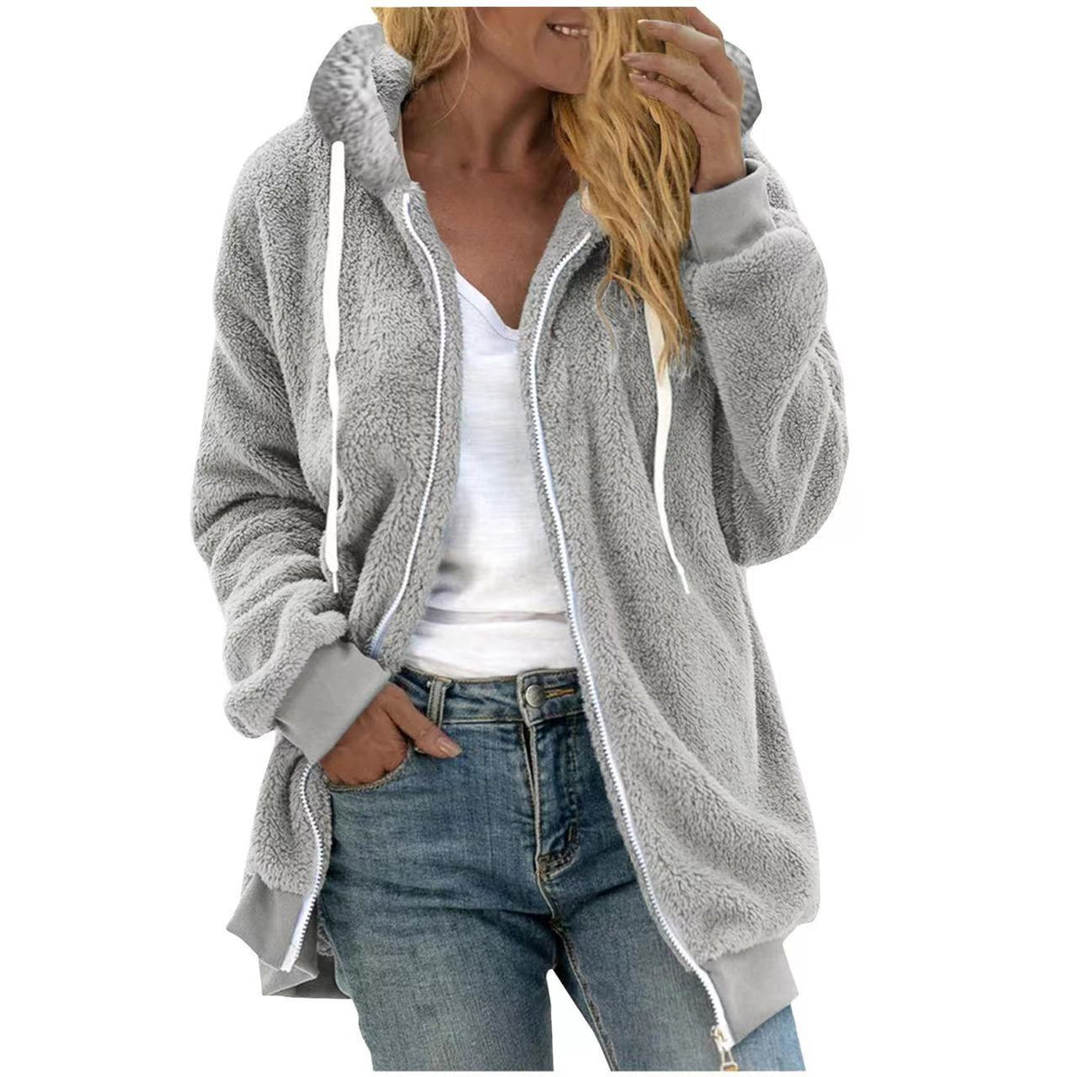 Thick Plush Hooded Teddy Jacket – Women's
