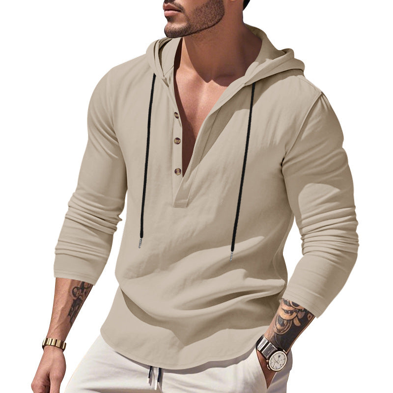 Men's Hooded Long-Sleeve Lightweight Pullover