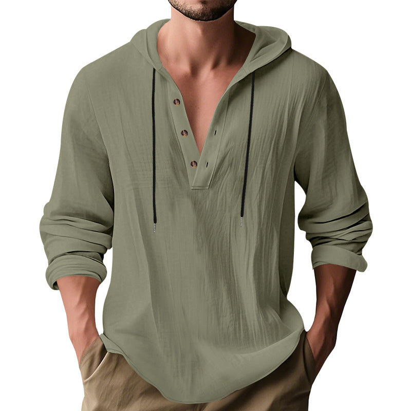 Men's Hooded Long-Sleeve Lightweight Pullover