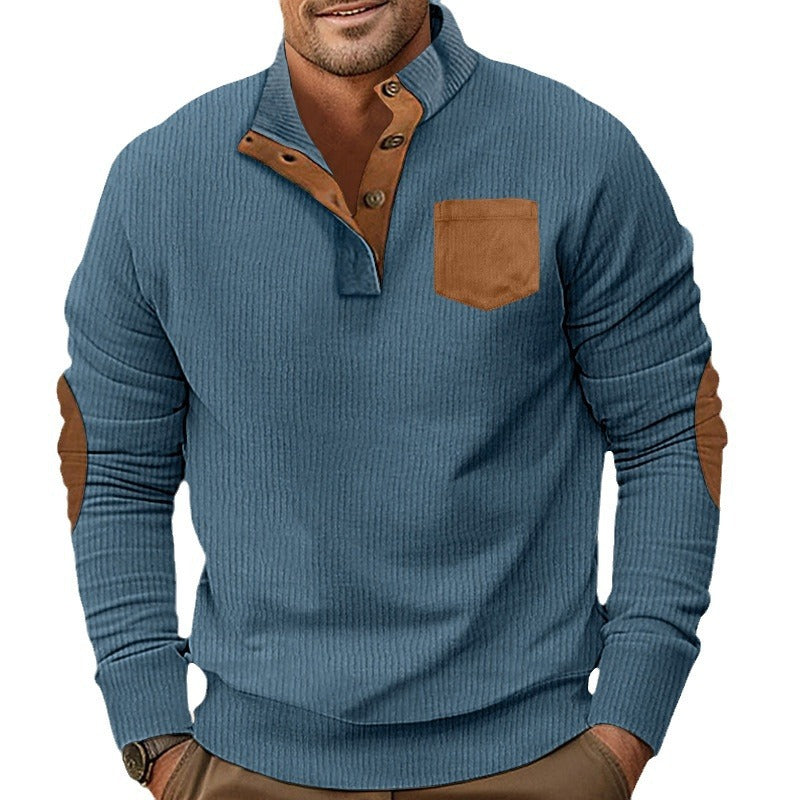 Men's Corduroy Stand-Collar Patch Pocket Jacket