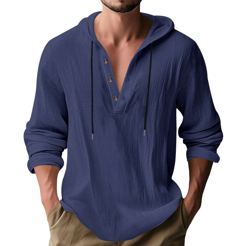 Men's Hooded Long-Sleeve Lightweight Pullover