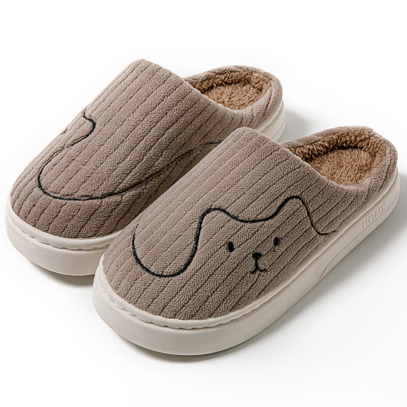 Striped Cat Plush Slippers – Non-Slip, Unisex