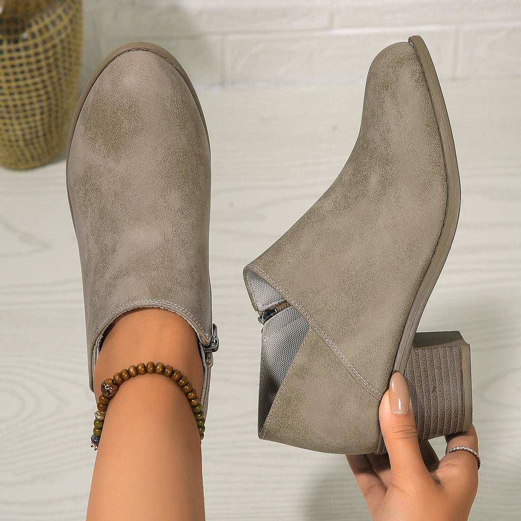 Chunky Heel Side-Zip Ankle Boots – Women's