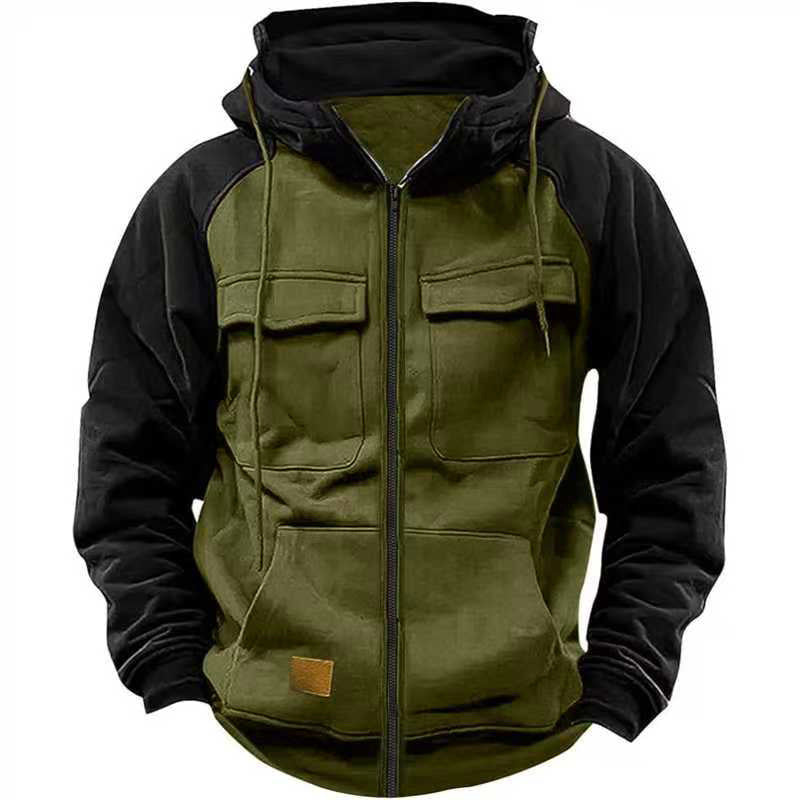 Men's Multi-Pocket Fleece-Lined Utility Hoodie