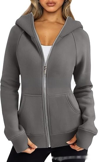 Fleece-Lined Cropped Zip Hoodie – Women's
