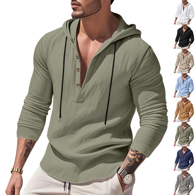 Men's Hooded Long-Sleeve Lightweight Pullover