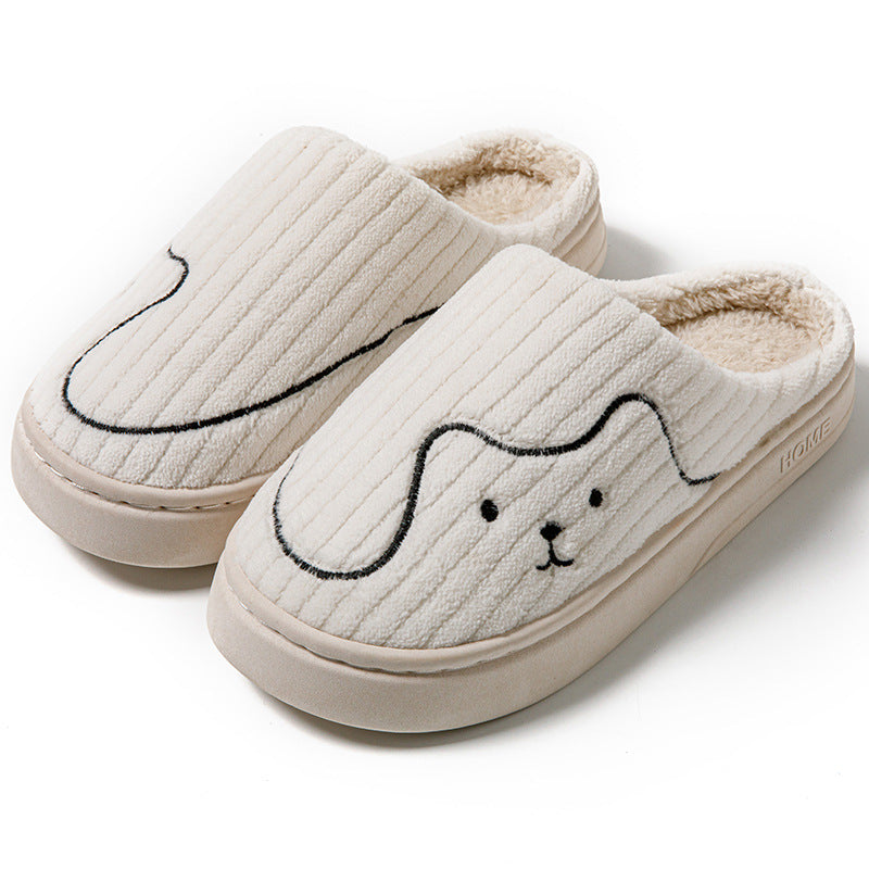 Striped Cat Plush Slippers – Non-Slip, Unisex
