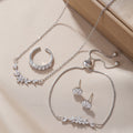 Zircon Flower 5-Piece Jewelry Set – Silver-Tone