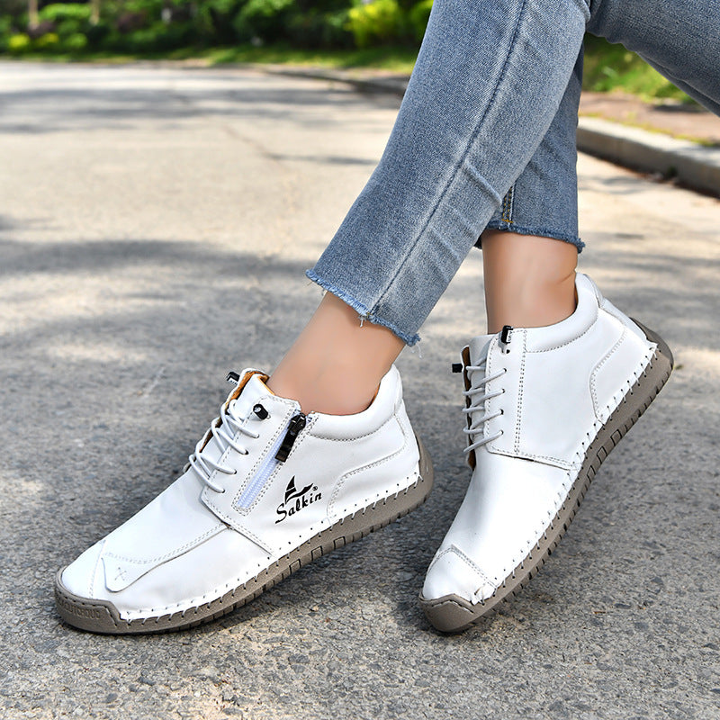 Hand-Stitched Soft-Sole Side-Zip Shoes – Unisex