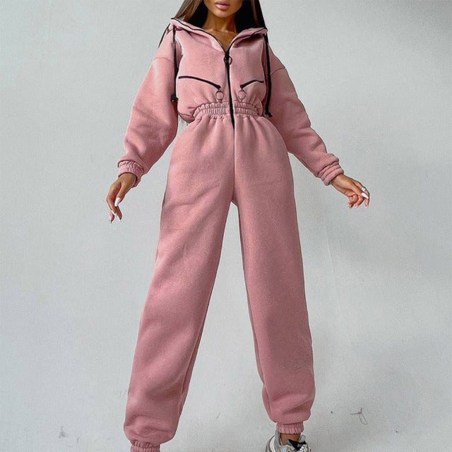 Stand-Collar Zip Jacket & Drawstring Pants Set – Women's