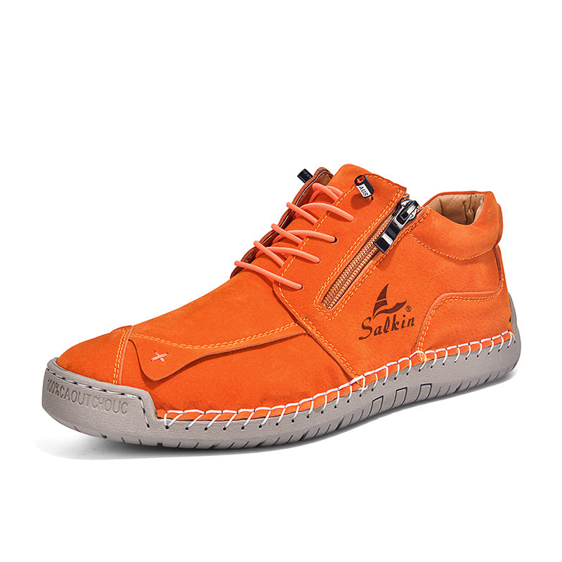 Hand-Stitched Soft-Sole Side-Zip Shoes – Unisex