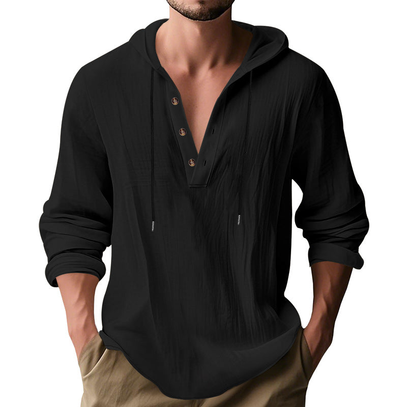 Men's Hooded Long-Sleeve Lightweight Pullover