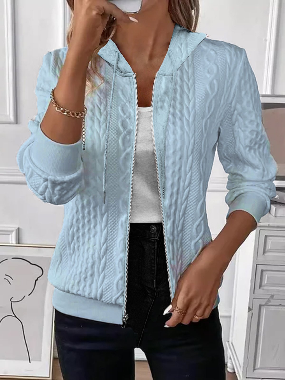 Soft Knit Zip-Up Hoodie Jacket – Women's