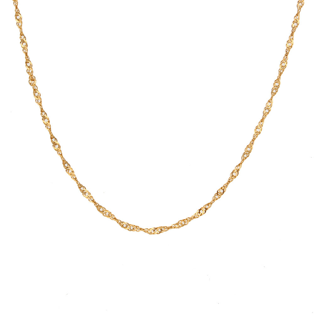 Water Wave Chain – 18K Gold-Plated Stainless Steel Bracelet or Necklace