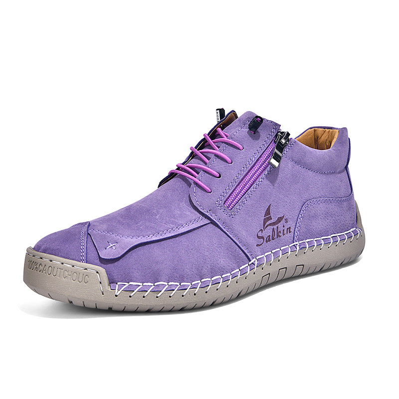 Hand-Stitched Soft-Sole Side-Zip Shoes – Unisex