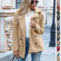 Lapel Fluffy Teddy Coat – Women's Button-Front Winter Jacket – Ghana Warehouse