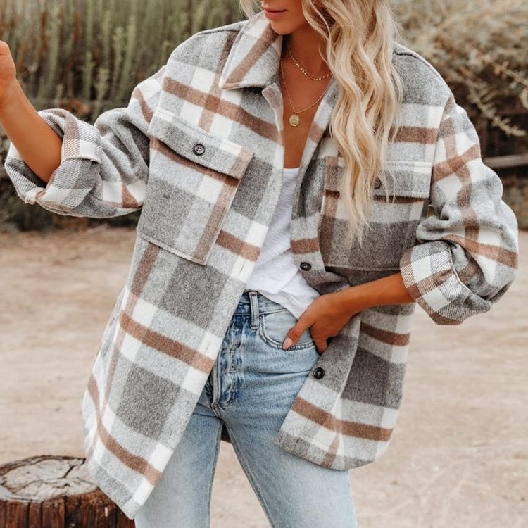 Plaid Flannel Button Shirt Jacket – Women's