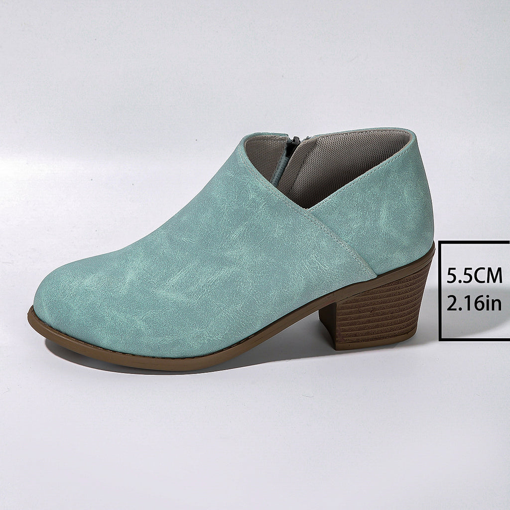 Chunky Heel Side-Zip Ankle Boots – Women's