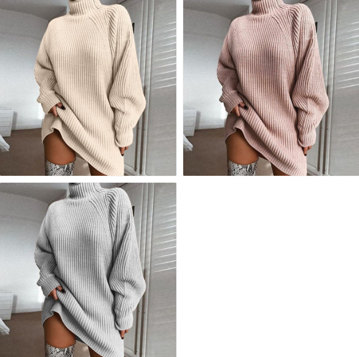 Turtleneck Long Sweater Dress – Women's