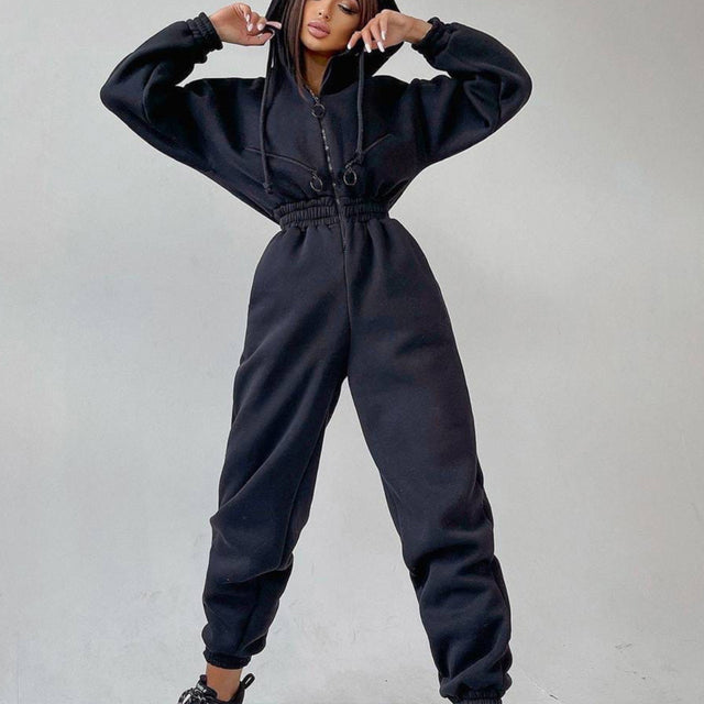 Stand-Collar Zip Jacket & Drawstring Pants Set – Women's