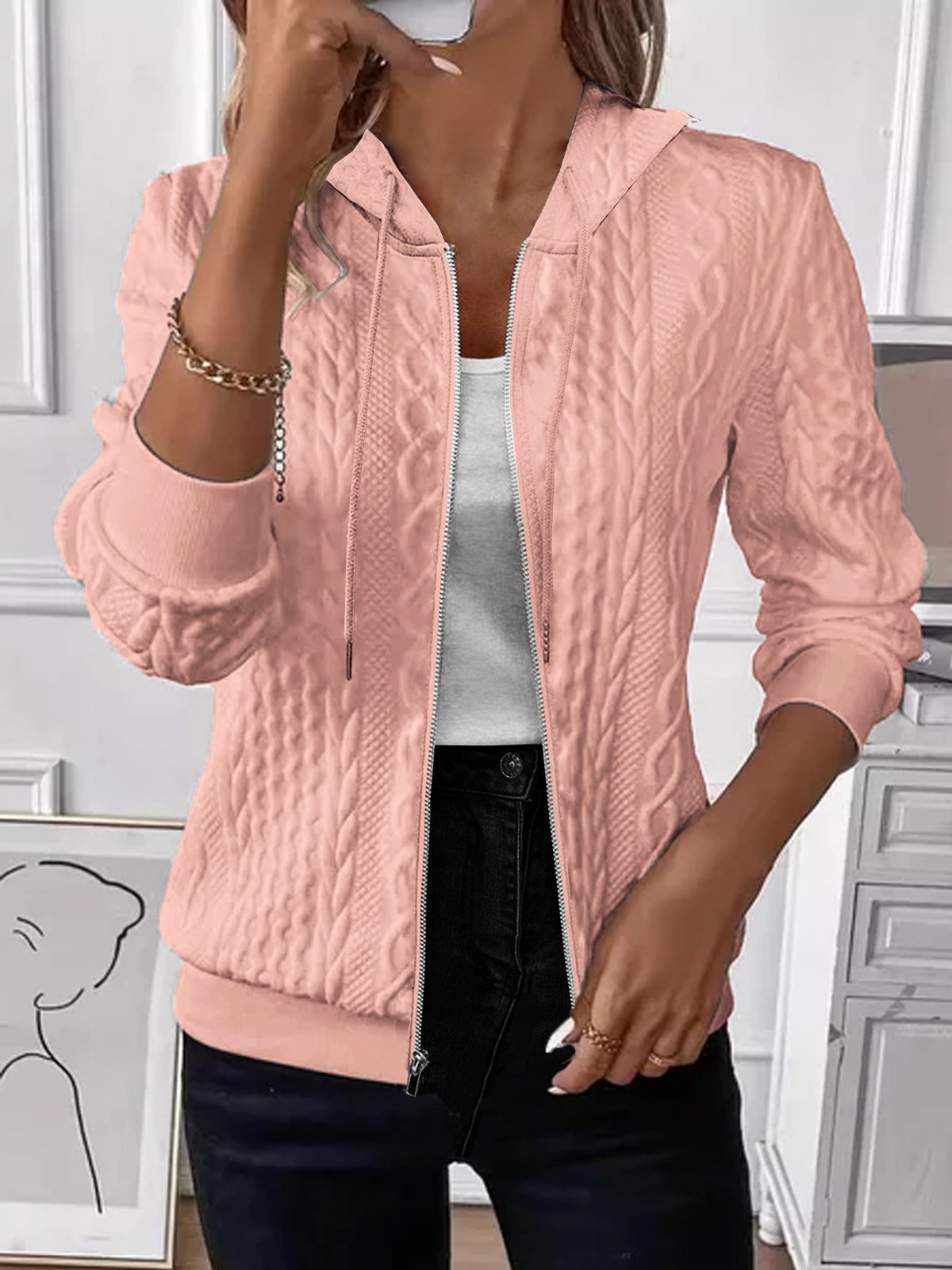 Soft Knit Zip-Up Hoodie Jacket – Women's
