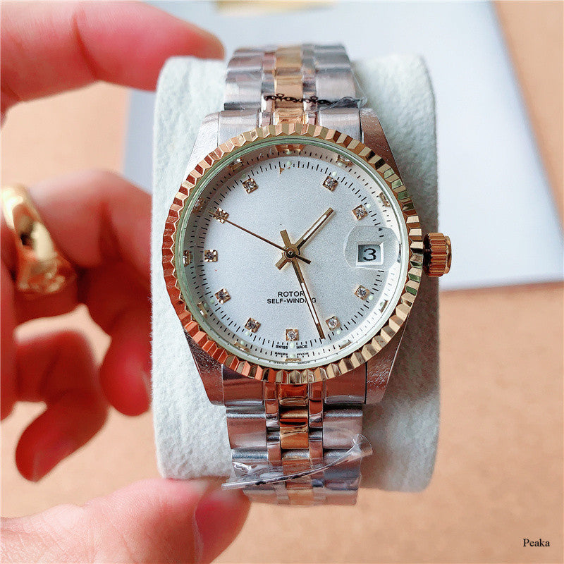 Classic Stainless Steel Automatic Watch for Men – Date & 24-Hour Dial